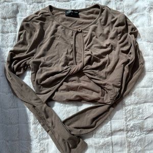White Fox Brown Long Sleeve Crop